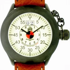 German RETRO IP-Black BIG-DATE Crown Protecting T0088