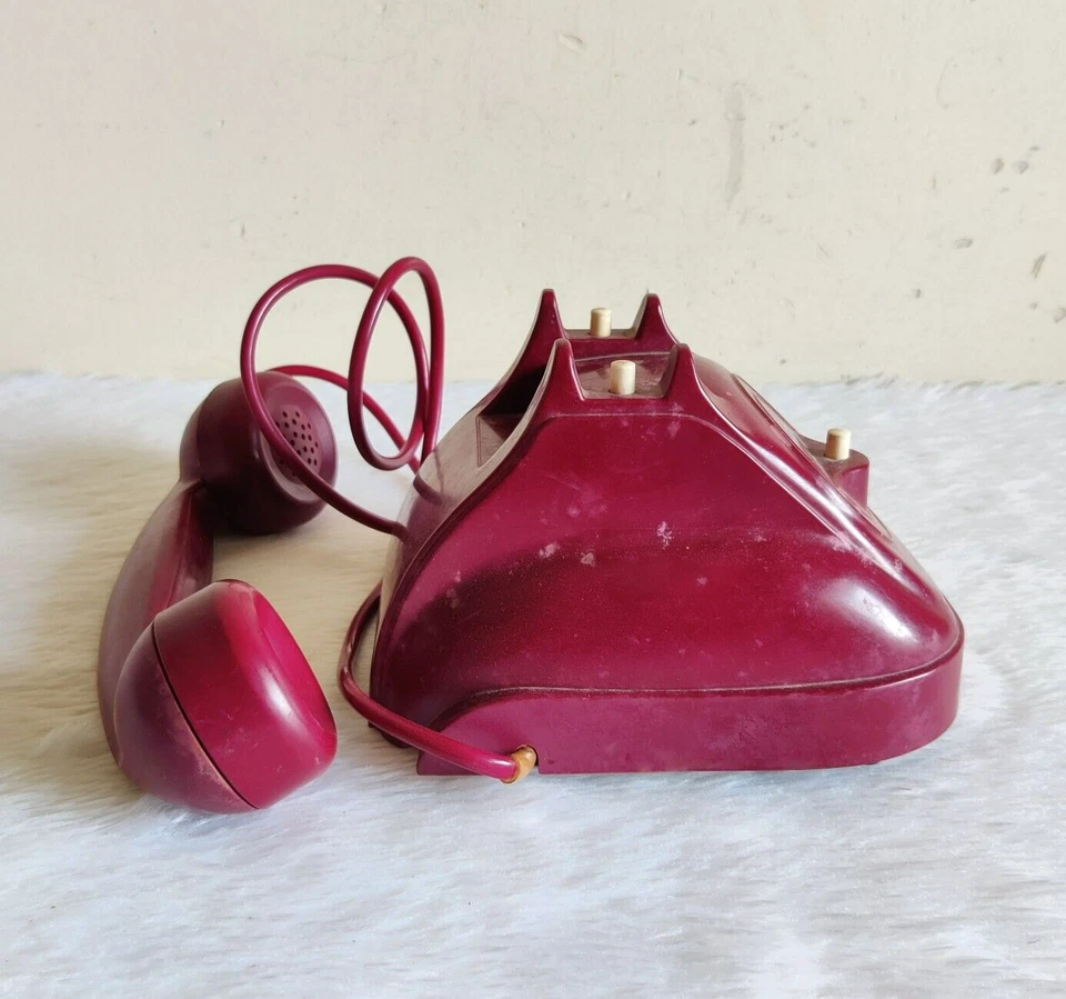 Vintage Maroon Red Telephone Japan Decorative Collectible PLA201 - Image 2 of 4