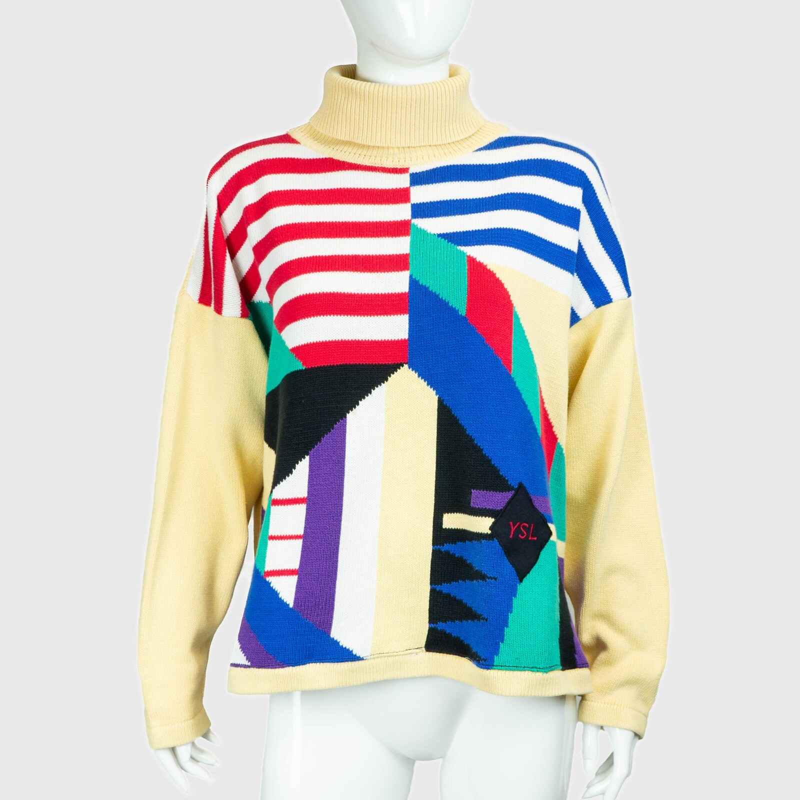 Maglione Yves Saint Laurent astratto multicolore vintage anni 90