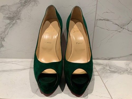 women's Christian Louboutin green suede heels size 39.5 - Picture 4 of 6