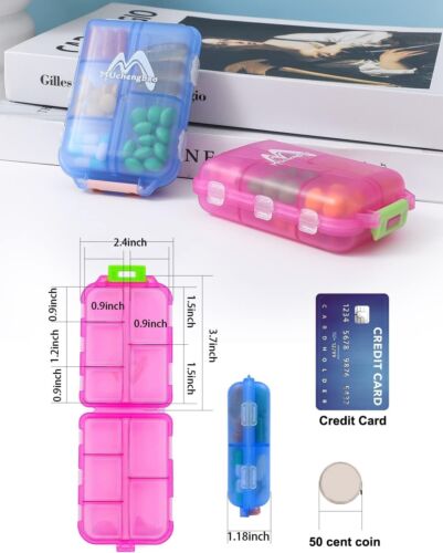 Multi-Purpose 2 Pack Pill Organizer - Easy Open Travel Case for Vitamins - Picture 5 of 11