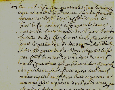1745 Bail de vignes à Virey par CUISENET HUMBERT de Besançon au vigneron BIRE