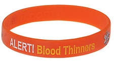 Blood Thinners Bleeding Risk Red Silicone Wristband Medical Alert ID Bracelet
