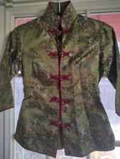 Vintage Chinese 40's Jacket , Pink Frogs, Long Sleeves, Mandarin Collar Xra...