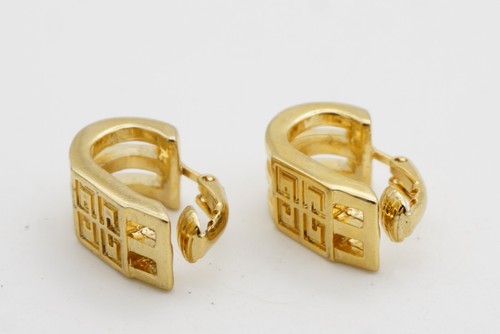 Givenchy Vintage 4G Logo Monogram Rectangle Openwork Hoop Dome Clip, Earrings - Picture 7 of 11