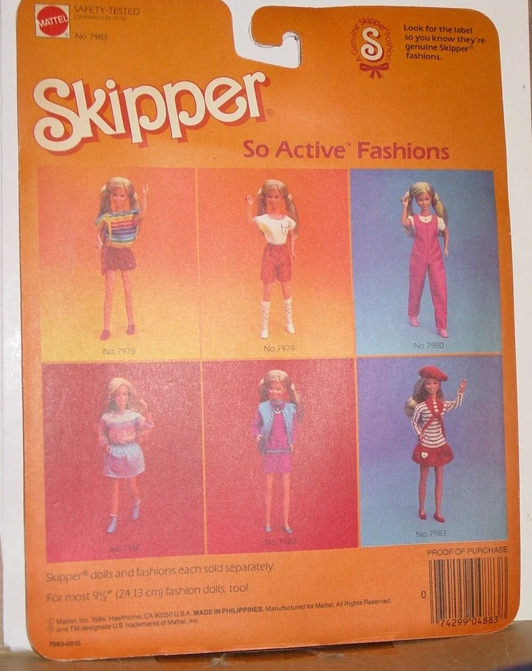 Barbie Mattel 1984 patrón tan activo traje de moda nuevo todavía en paquete #7983 Foto 3 de 4