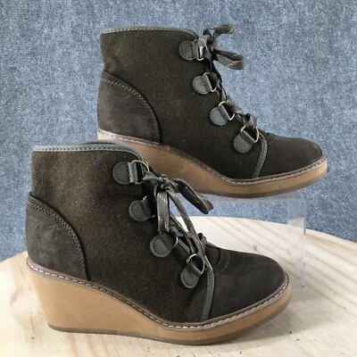 Merona Boots Womens Ankle Booties Green Suede Lace Up