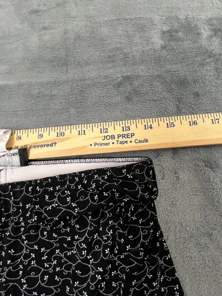 Briggs New York A-Line Skirt Womens M Black White Floral Stretch Button Front — 第 4/4 张图片