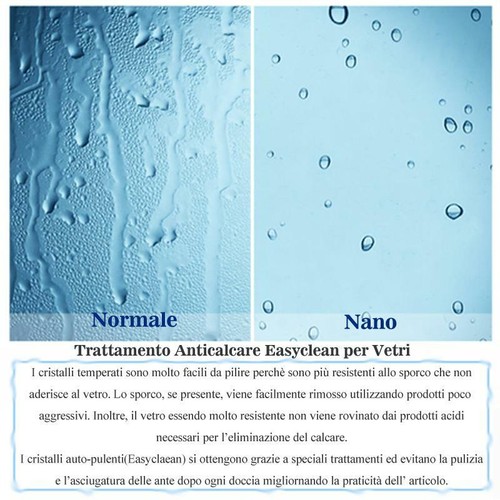 185 CM PORTA DOCCIA BATTENTE VETRO TEMPERATO 6MM EASYCLEAN FASCIA SATINATA-OPACA - Foto 3 di 4