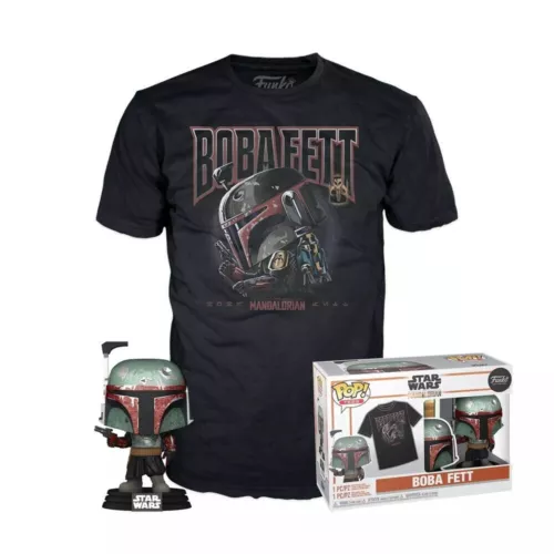 NEW FUNKO POP & TEE STAR WARS THE MANDALORIAN BOBA FETT #462 T-SHIRT SIZE L 