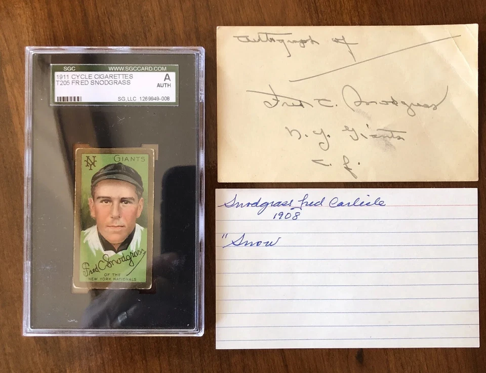 1908 Baseball autograph + 1911  Pre War ( One )  Tobacco card N.Y. Giants - Image 3 of 4