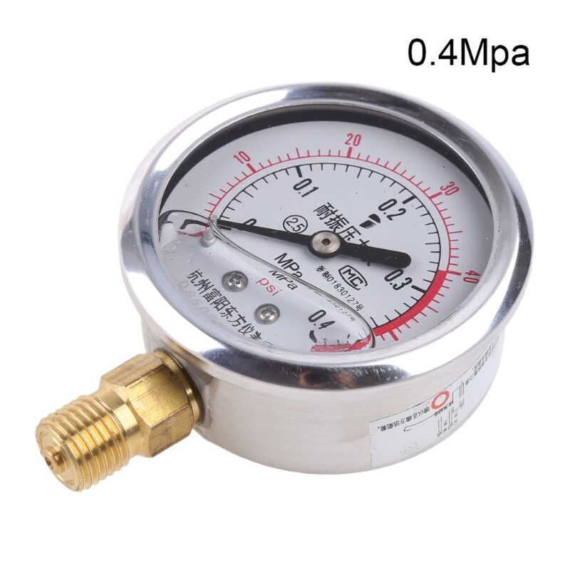 Mechanical Pressure Gauge - 0-300 PSI / 0-20 Bar, Brass, For Air, Oil, Water (Non-Corrosive Materials)