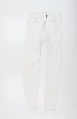 Stradivarius Damen weiß Baumwolle Skinny Jeans Größe 8 L27 in normalen Knöpfen