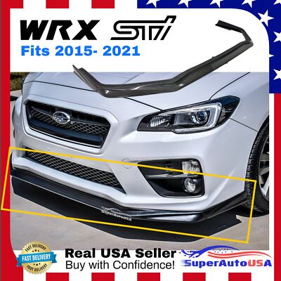Fits 2015-21 Subaru WRX STI  Glossy Black Front Bumper Body Lip Splitter Spoiler