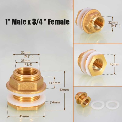 Brass Fittings Water Tank Connector Male/Female 1/2"3/4"1"Water Tank Tap Adapter - Picture 8 of 11