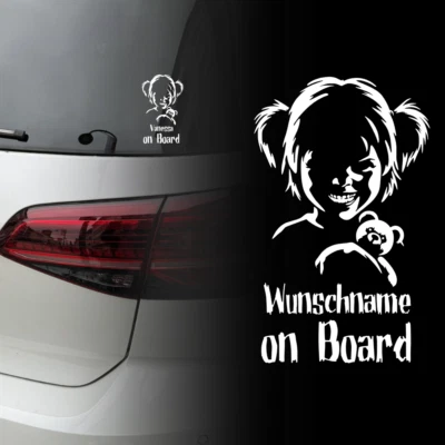 UNIDAMO Auto Aufkleber | Baby on Board | Wunschname Mädchen Personalisiert Sticker 715
