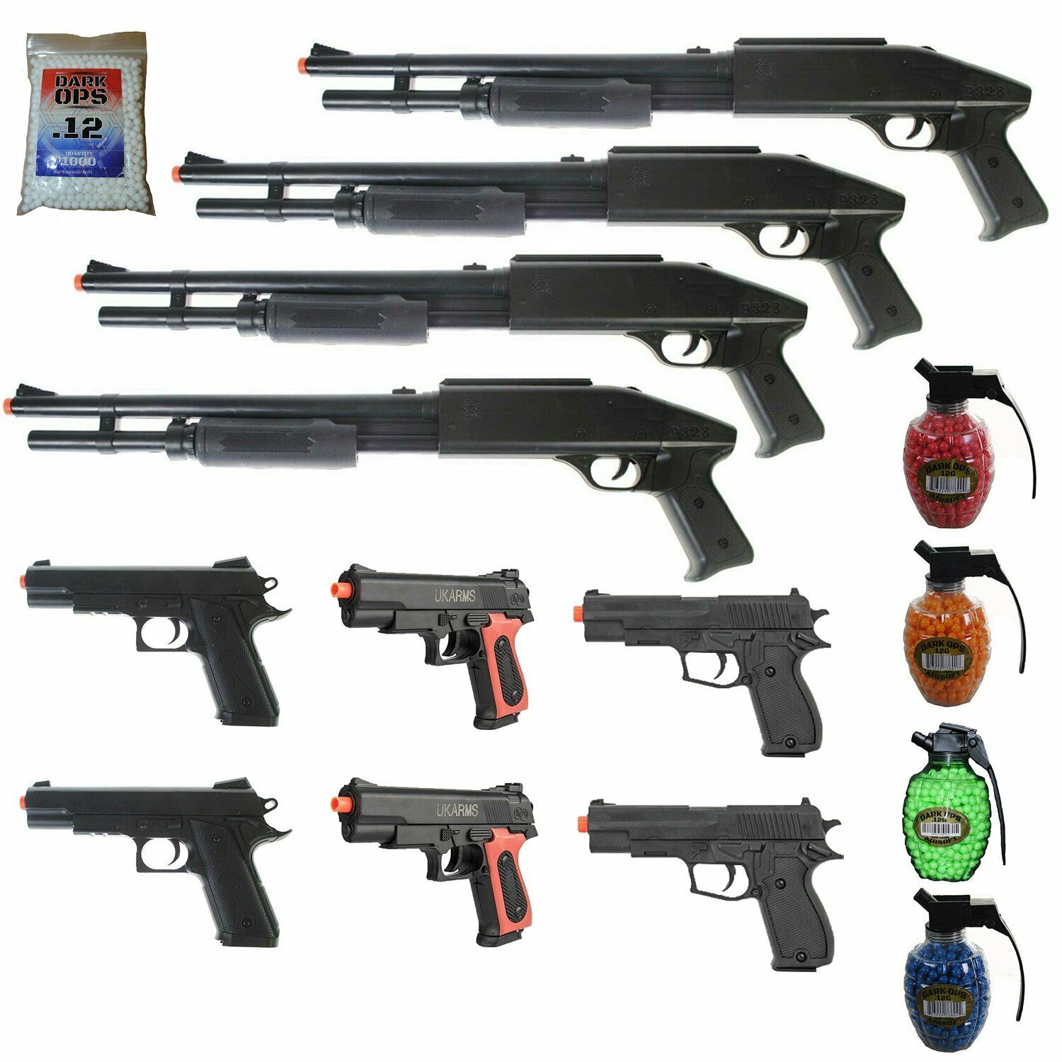 6.5-Inch Plastic Airsoft BB Gun for Kids, Black, Laser Safe Shooting