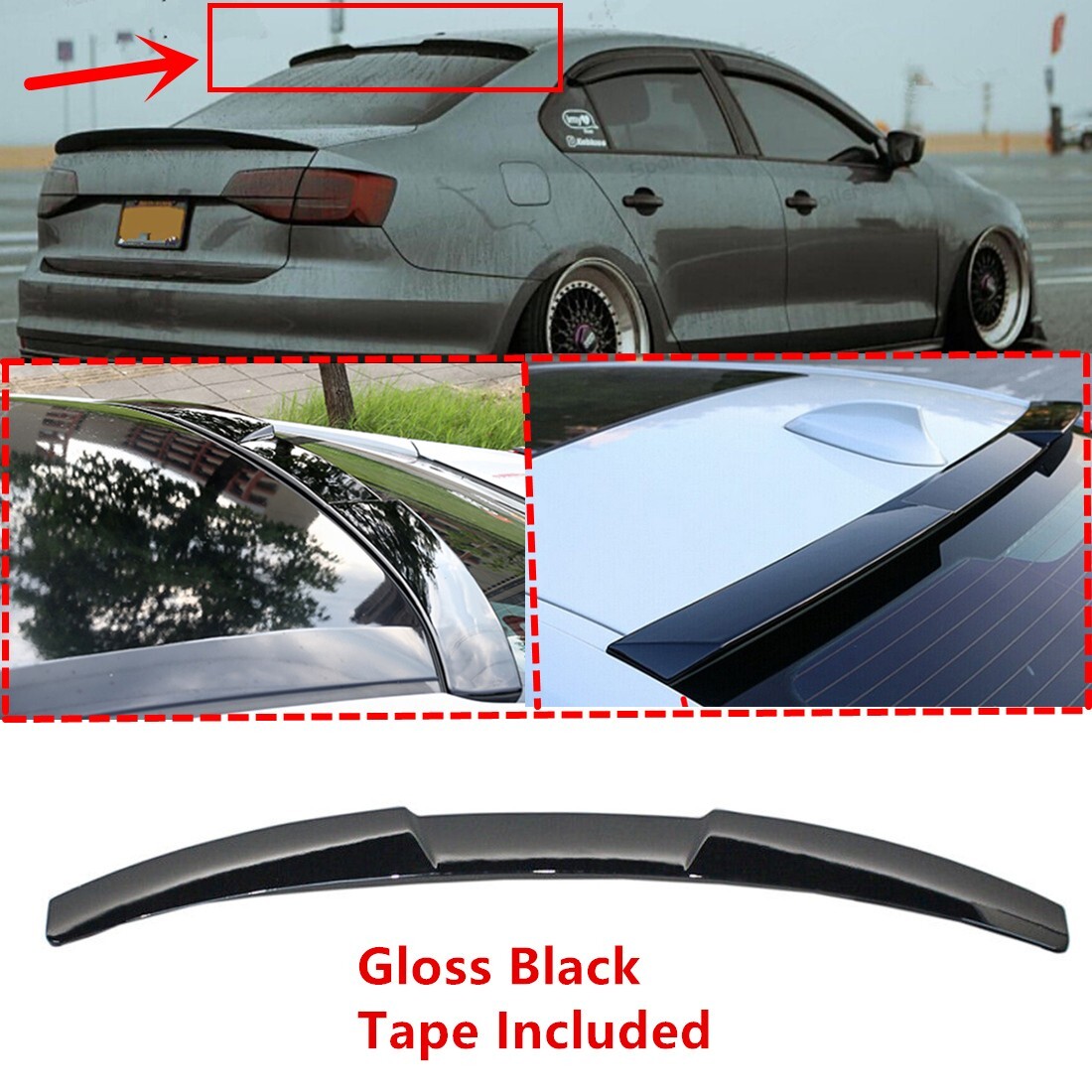 For 20112018 VW Jetta MK6 Glossy RS Sport Style Rear Window Roof