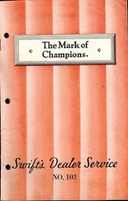 RARE 1934 Mark of Champions, Swift's Dealer Service, Meat Food Storage Equipment