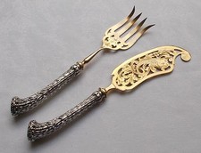 Rare Paire R-Rococo Bois de Cervidés / Bois En 800 Argent Um Env. 1880