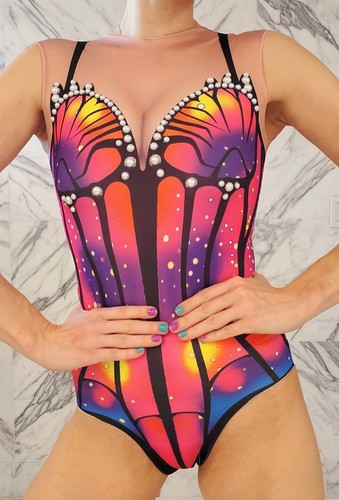 Butterfly Leotard Costume S/M Aerial Lyra/Silks Cirque Halloween Bodysuit Dance - Picture 5 of 5