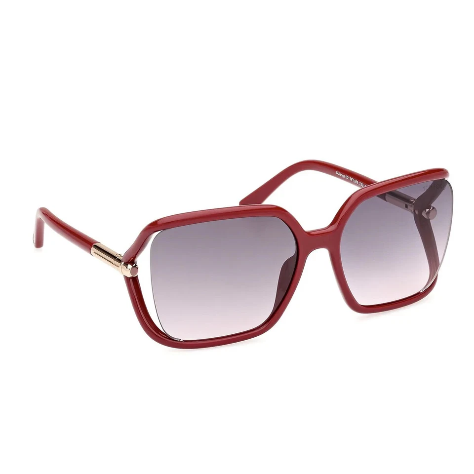 Tom Ford Solange-02 TF1089 75B 红色方形塑料太阳镜框 60-17-120 sd* — 第 2/4 张图片