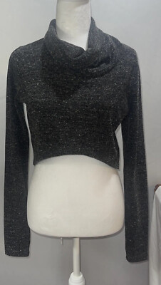 CABI, WOMEN'S S, Grey LONG SLEEVES, HIGH NECK TURTLE, SHORTER CROPEPD FRONT