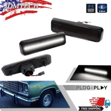 Smoked Lens White Front Fender Side Marker Lights Lamps For Dodge D100 D150 D250