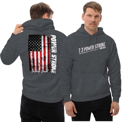7.3 Powerstroke Hoodie, Mens Diesel Truck Sweatshirt, Hooded Pullover - Picture 10 of 10