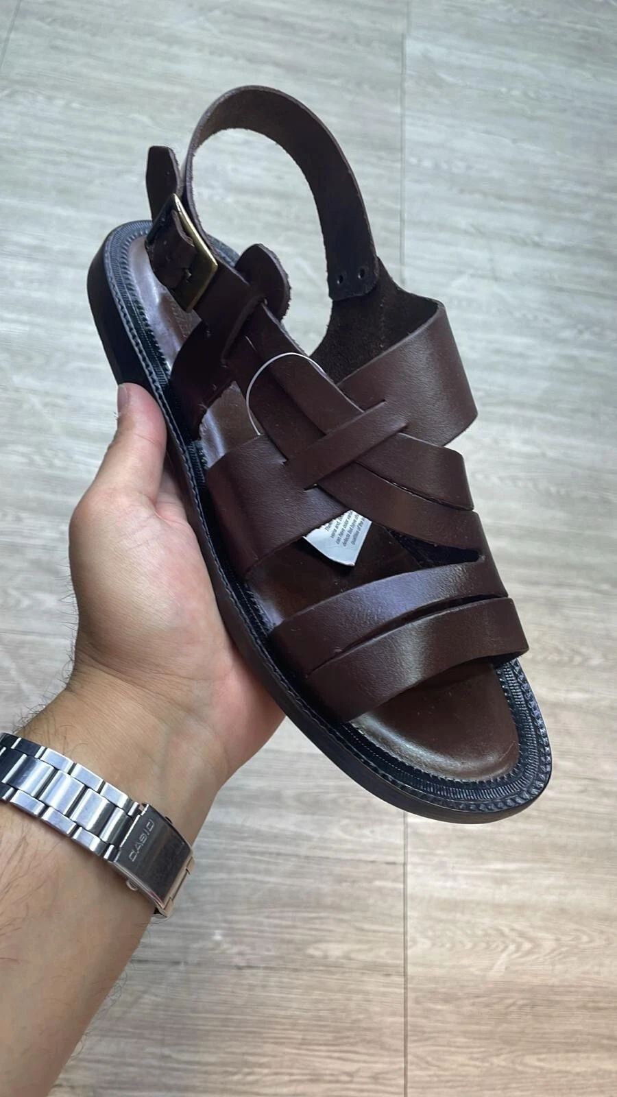 Italian leather sandals for men Brown Color Size 44