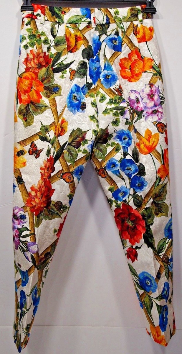 DOLCE & GABBANA★素敵!Cropped Floral Bamboo-Print Pants NEW DOLCE & GABBANA Cropped Floral Bamboo-Print Cotton-Silk