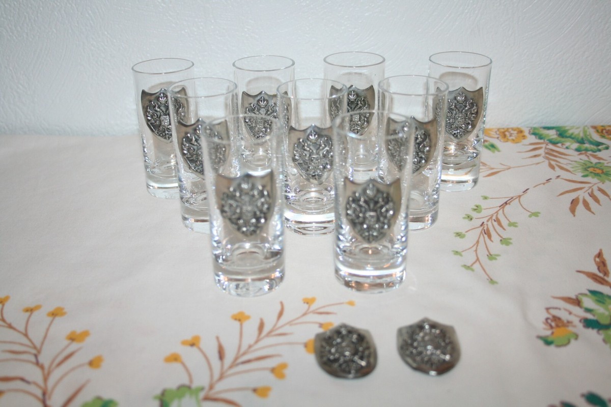 Lot De 6 Verres à Shoot En Cristal – 4cl – Piètement étain – Très Bon état