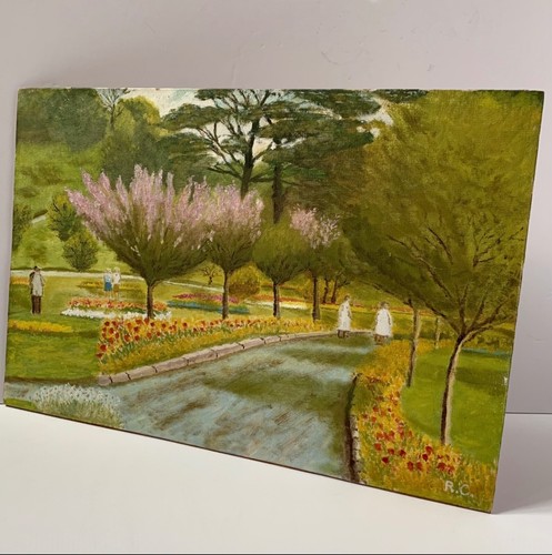 VINTAGE LANDSCAPE OIL PAINTING TRENNANCE GARDENS NEWQUAY CORNWALL R CHARLES - Picture 3 of 24