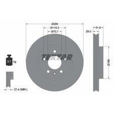 TEXTAR 2x Bremsscheibe vorne Ø296 mm Innenbelüftet für Opel Antara L07 2.0 CDTi