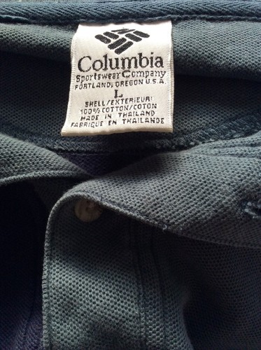 COLUMBIA Mens Blue 100% Cotton Short Sleeve Polo Casual Tee Shirt Sport Top L - 第 4/4 張圖片