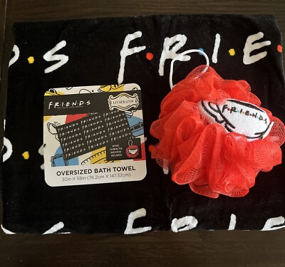 Friends Oversized Bath Towel 30in X 58in Bonus Bathpouf  Included