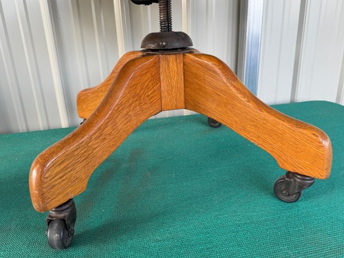 Vintage Atlas Solid Oak Wood Swivel Rolling Office Desk Chair Banker Secretary - Picture 9 of 16