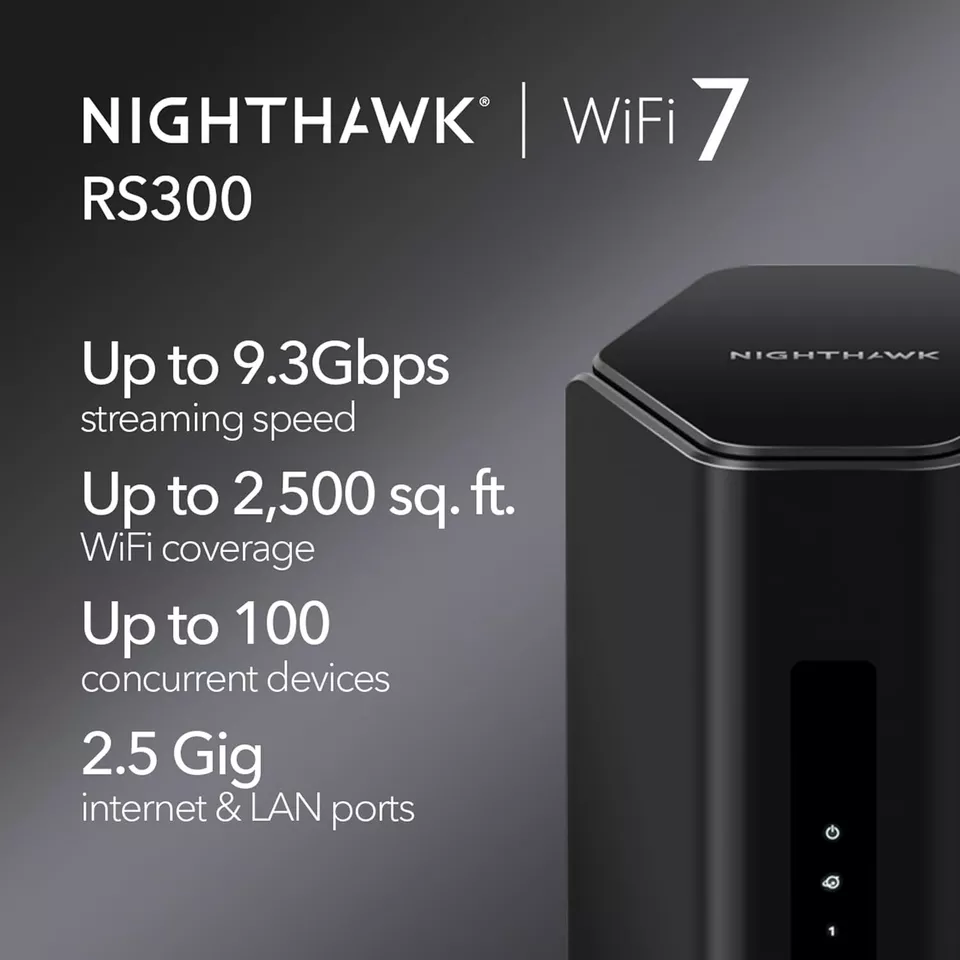 NETGEAR Nighthawk WiFi 7 Tri-Band Router RS300 Gaming Router BE9300 WiFi - Image 3 of 4