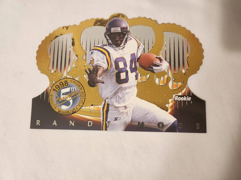 JUEGO DE REGALO RANDY MOSS VIKINGS CASCO FIRMADO Y 98 TARJETAS ROYALE DE NOVATO CORONA DEL PACÍFICO Foto 2 de 4