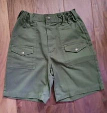 BOY SCOUTS OF AMERICA Youth Boys Sz 12 Green Official Uniform Shorts Snap Pocket