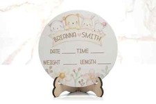 Woodland Friends baby announcement sign  Personalized birth stat sign