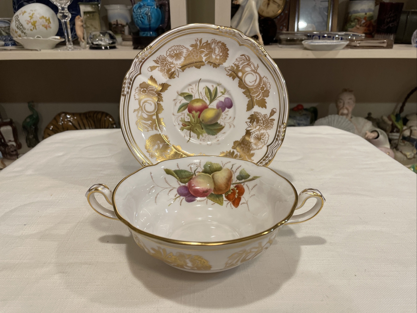 Spode Fine Bone China Golden Valley Footed Cream Soup Bowl & Saucer eBay