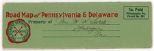 1916 Road Map of Pennsylvania & Delaware Atlantic Refining Oil Gasoline