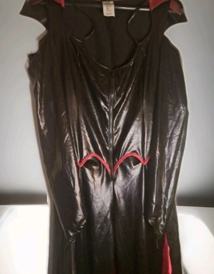 Принцесса тьмы вампир костюм цельный брюки и плащ прикрепленный винил L - Изображение 3 из 4