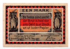 1921 Germany Tonndorf-Lohe Notgeld 1 Mark Note (1480)