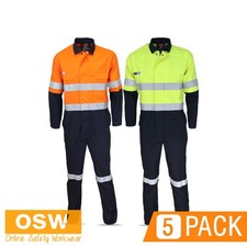 5 X Men's Inherent Fr Ppe2 Safety 2 Front Chest Shaped Flap Pockets Coveralls