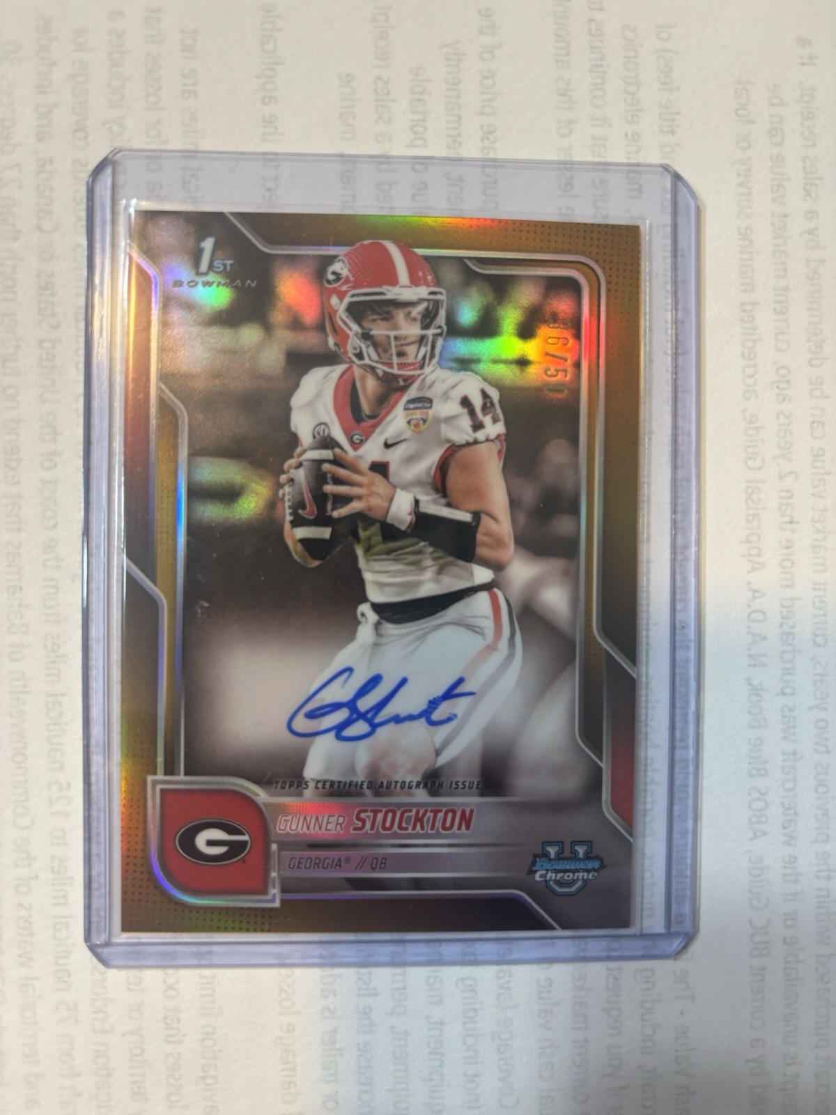 2025 1st Bowman Chrome U Gunner Stockton, Georgia Auto Gold /50 🔥