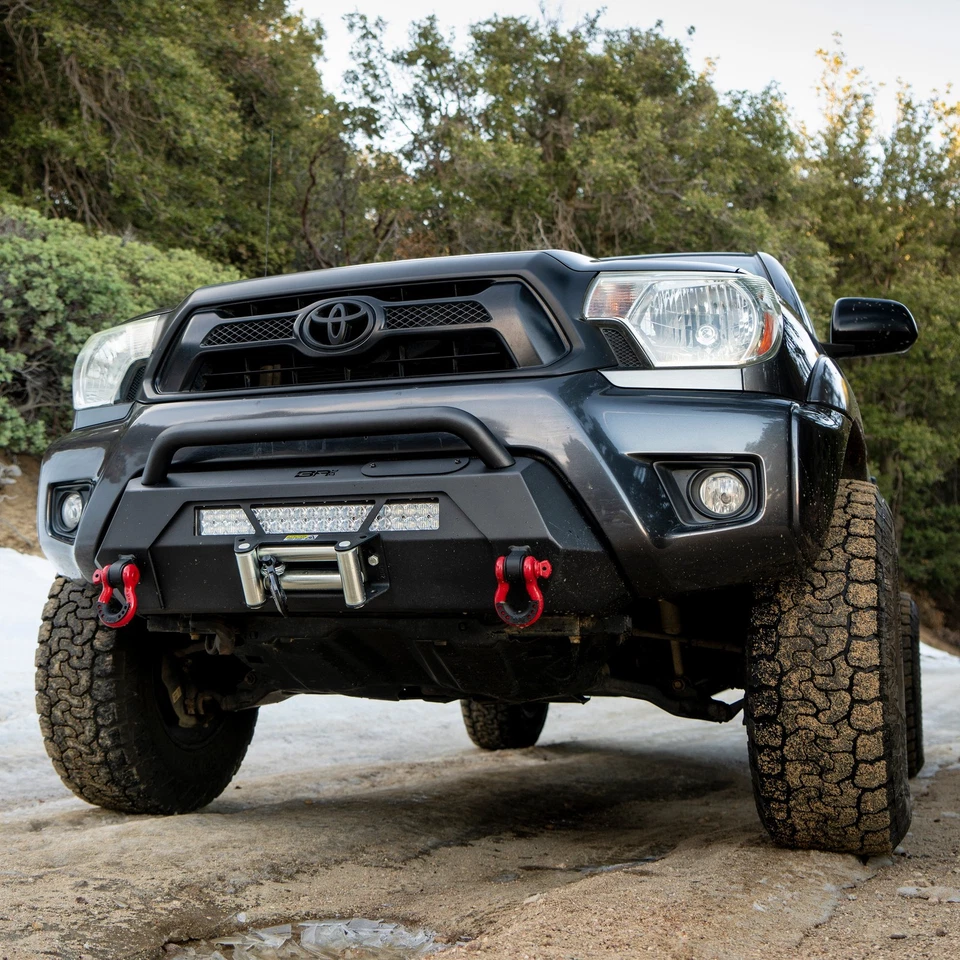 For Toyota Tacoma 12-15 Bumper Hiline Stubby Black Powder Coated Front Winch HD Foto 3 de 4