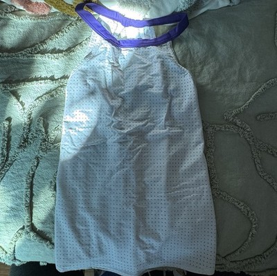 SYLVIA P tank Size 10 GYMNASTICS DANCE under leotard open back purple WHITE Mesh