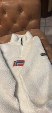 Napapijri Mens White Sherpa Fleece 1/4 Zip Mo...